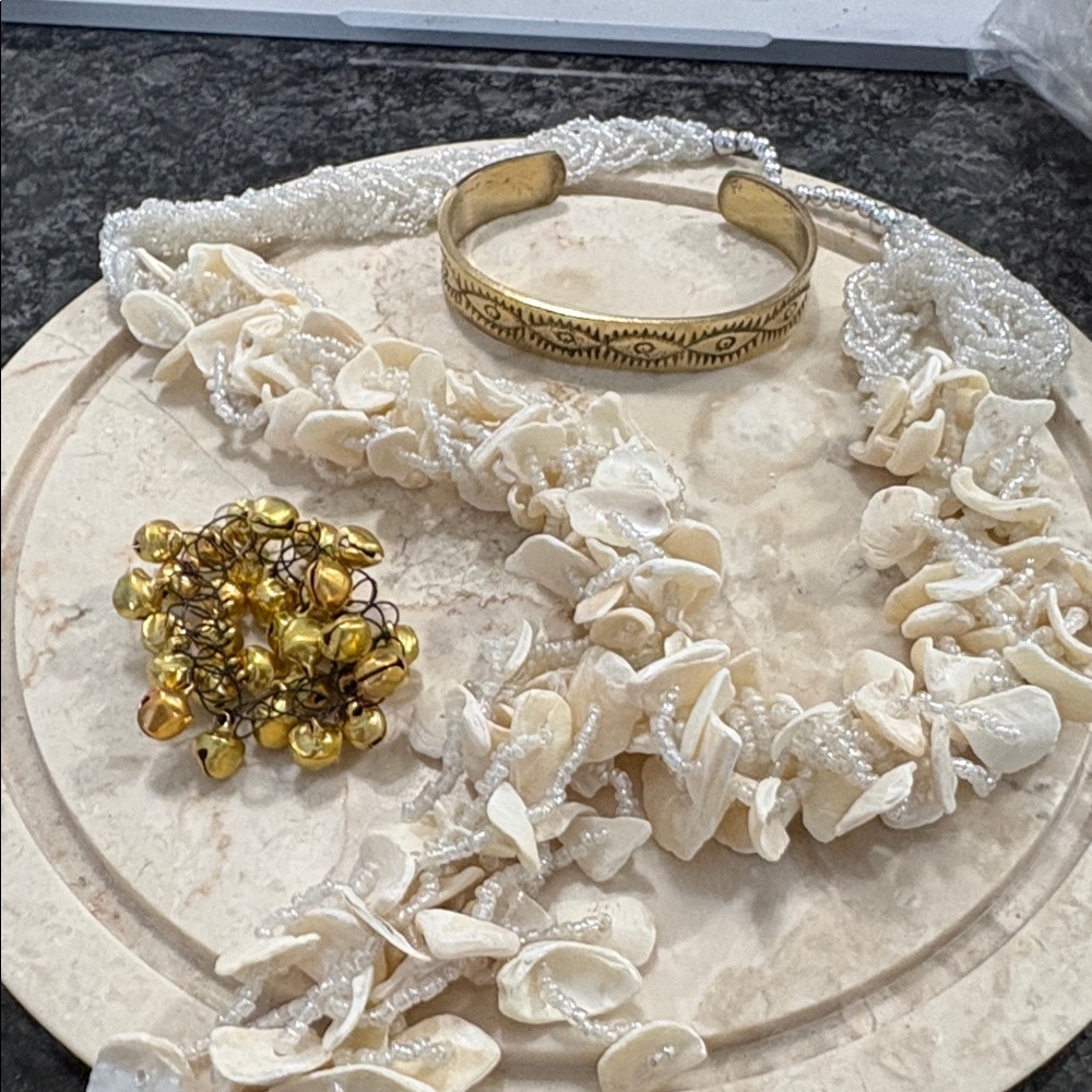 Boho Jewelry shell necklace and 2 bracelets